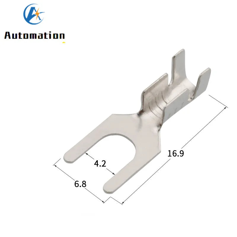 100pcs 4.2mm Fork Terminal Block Fork-shaped Bare cold-pressed Terminal U-shaped Y-shaped Lug Grounding Lug 3.2 4.2 5.2 6.2 8.2
