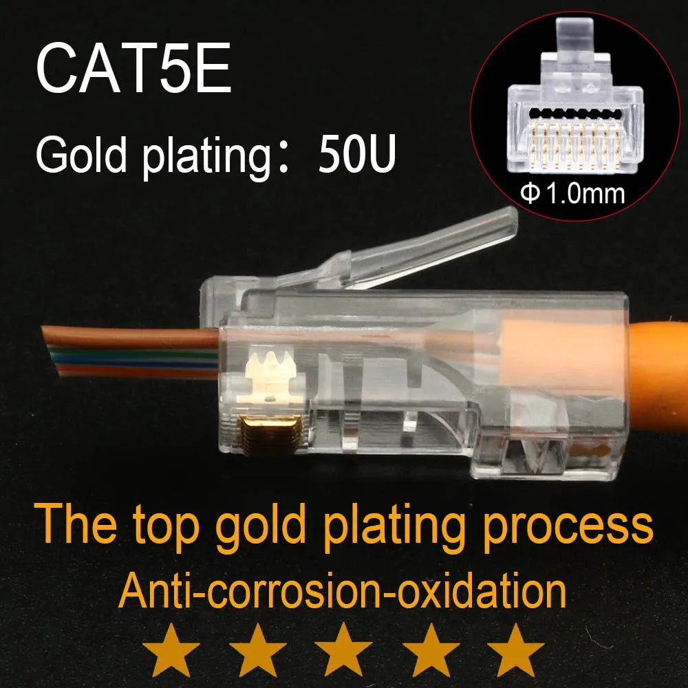 Xintylink RJ45 Connector CAT6 50U/6U Ethernet Cable RG45 Plug CAT5E UTP 8P8C RJ45 CAT6 Network Modular LAN Jack CAT5 Keystone