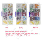 90/45PCS Car Fuse 5/7.5/10/15/20/25/30/35/40A Mini/Small/Medium 24V Automotive Blade Type Zinc Alloy Fuse with Box Clip