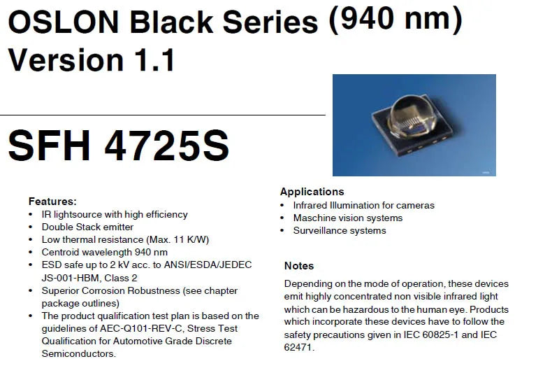 IR 850nm 940nm 5W LED Emitter SFH 4715AS SFH 4725AS Aluminum Plate 17mm 4*AMC7135 1400mAh 1-Mode Driver Board Set