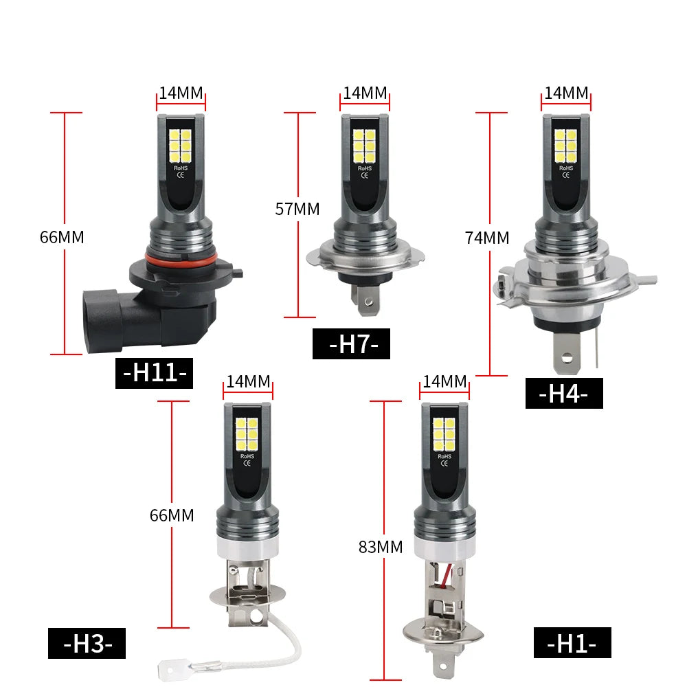 2PCS H8 H11 Led HB4 9006 HB3 9005 Fog Lights Bulb 3030 12SMD 6000K White Car Driving Running Lamp Auto Front Lamp Leds Light 12V
