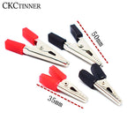 10pcs Test Metal Alligator Clip Plastic Handle Cable Lead Test Charging Clamp Metal Crocodile Clamp Length 50mm 35mm