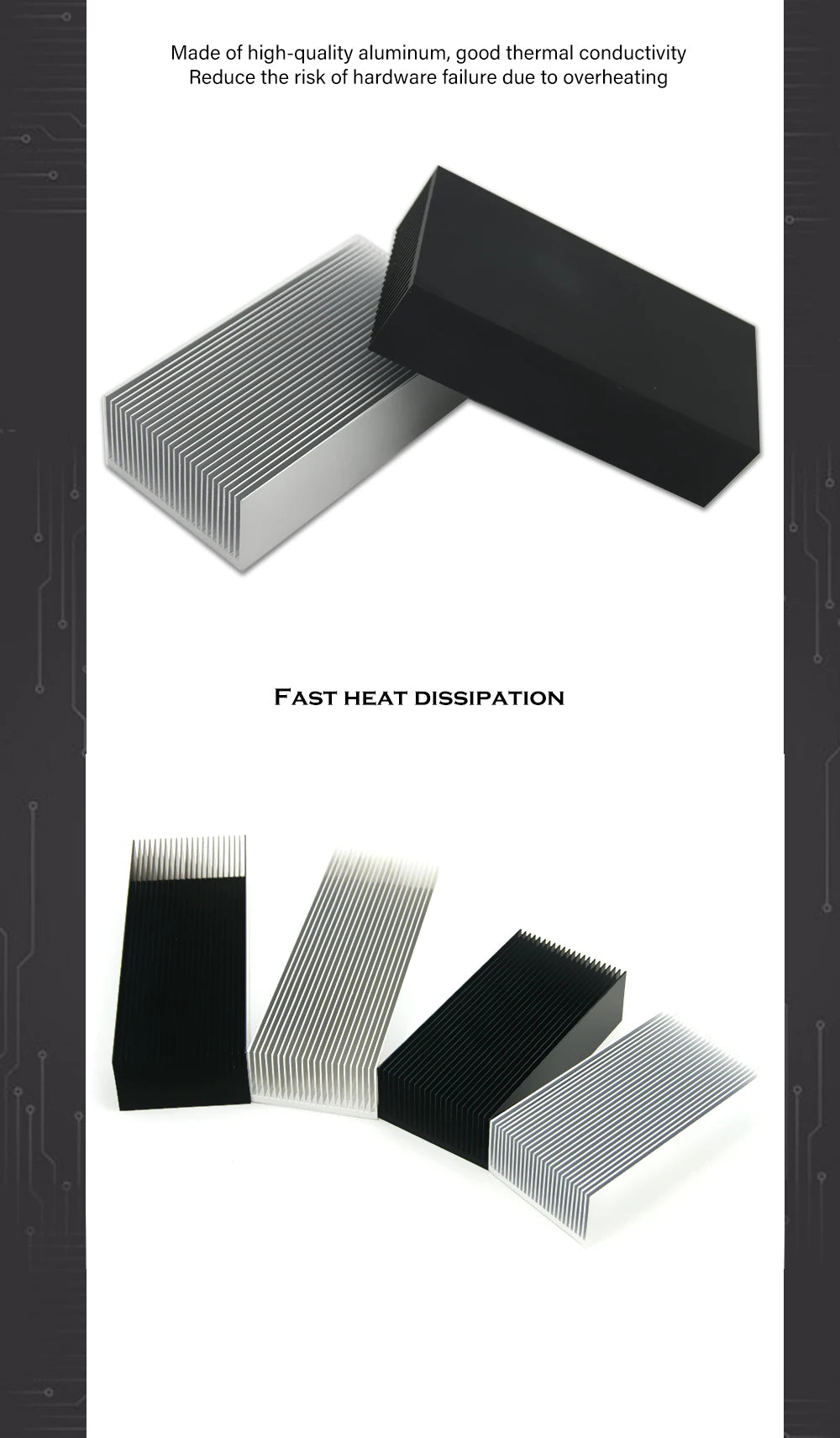 Electronic Radiator Aluminum Dense Teeth Heatsink Extruded Heat Sink Computer Water Cooling System 100/120/150/200/300x69x36MM