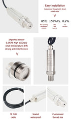 RS485 Modbus 0-50bar 160bar 200bar 300bar Pressure Transmitter G1/4 transducer water Air oil pressure Pressure sensor QDX50A