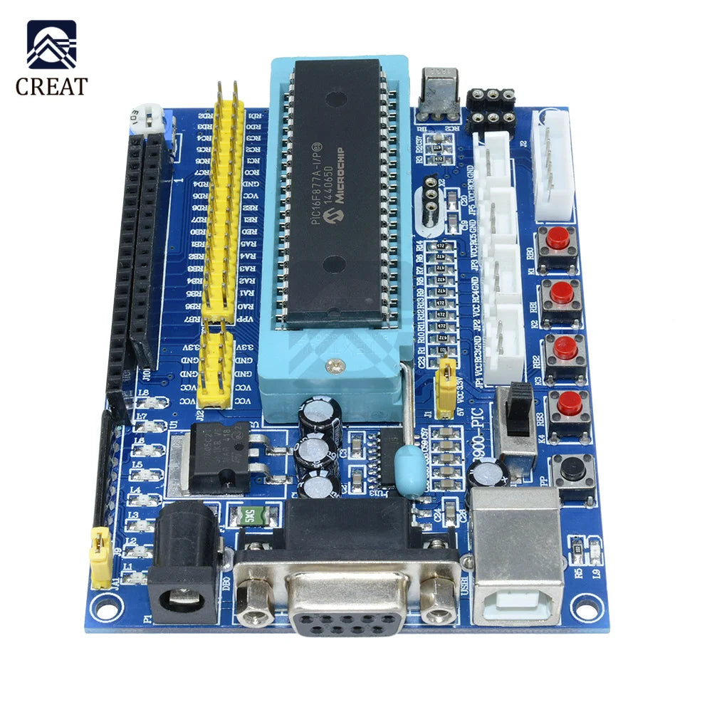 DC 12V PIC16F877A PIC Minimum System Development Board Emulator JTAG ICSP Program Minimum System Microcontroller Module