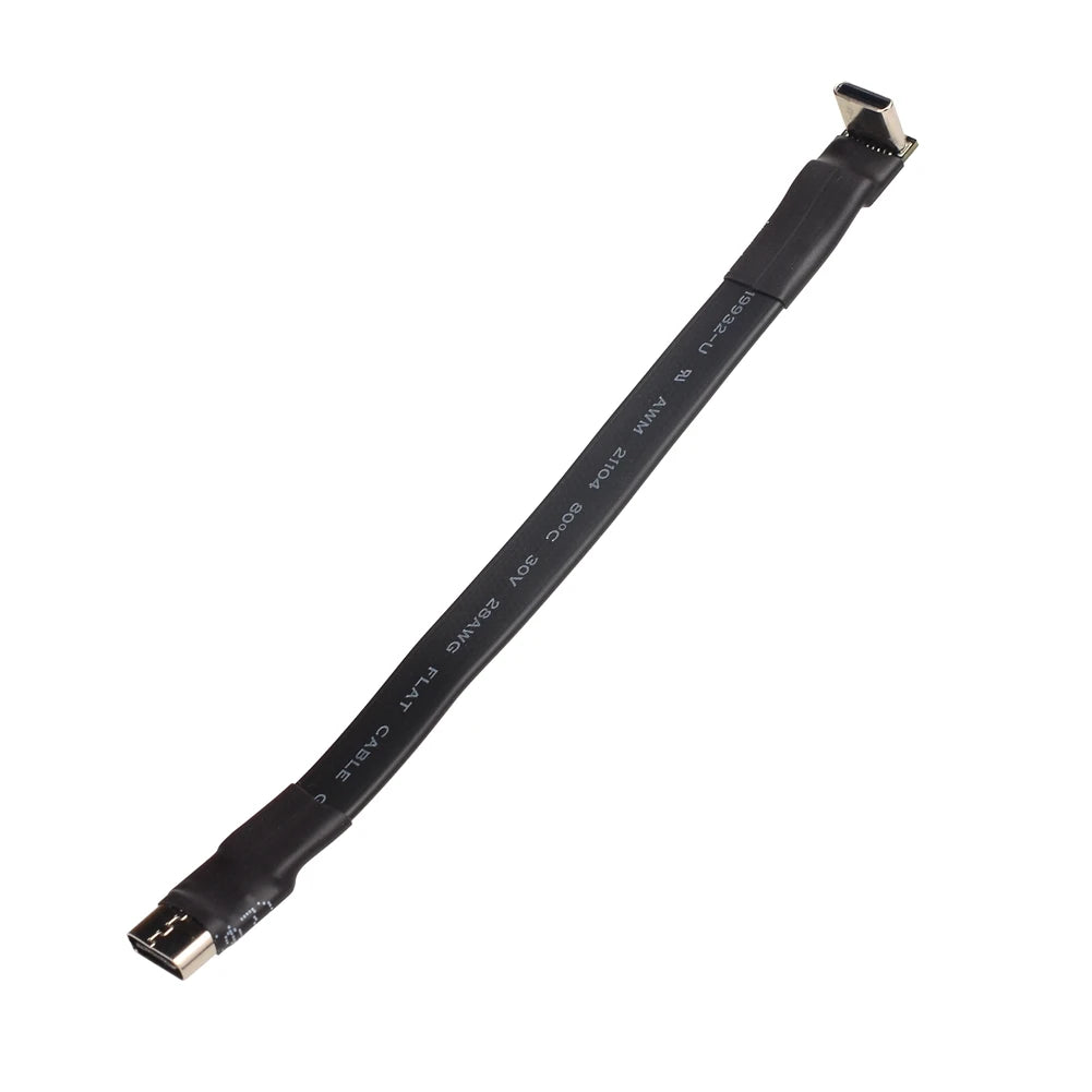 USB 2.0 Type C Ribbon Flat Cable Shielded Extension FPC Cable USB 2.0 USB-C 90 Degree Up/Down Angled Connectors 5CM-3M For TV PC