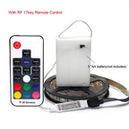 5V 5050 RGB LED Strip Light Battery Power 3 17 24 KEY Remote Control Kit Waterproof Ribbon Tape Stable Led Strips Home Decor