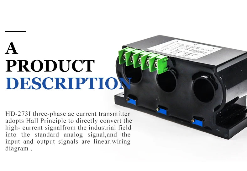 3 phase current transducer three phase current transmitter sensor 5A analog output 4-20mA/0-20mA/0-5V