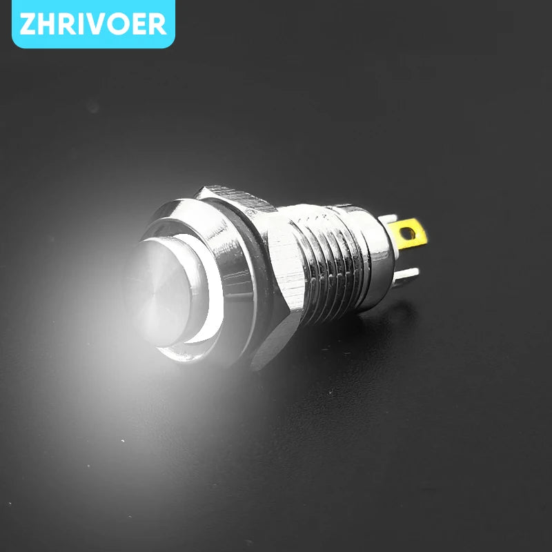 8mm Waterproof Metal Push Button Switch LED Light Self-locking/Latching Self-reset/Momentary 3V 6V 12V 24V 36V 48V 110V 220V