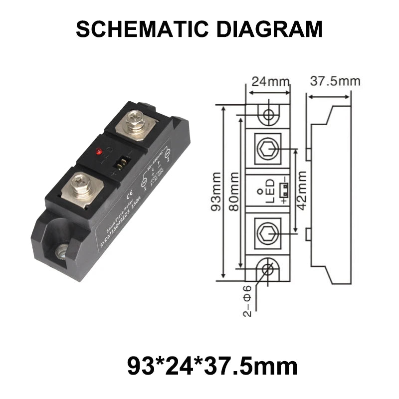 Industrial Class SSR switch module 60A 80A 100A 120A DC to AC or AC to AC Load voltage 480V Single phase Solid state relay