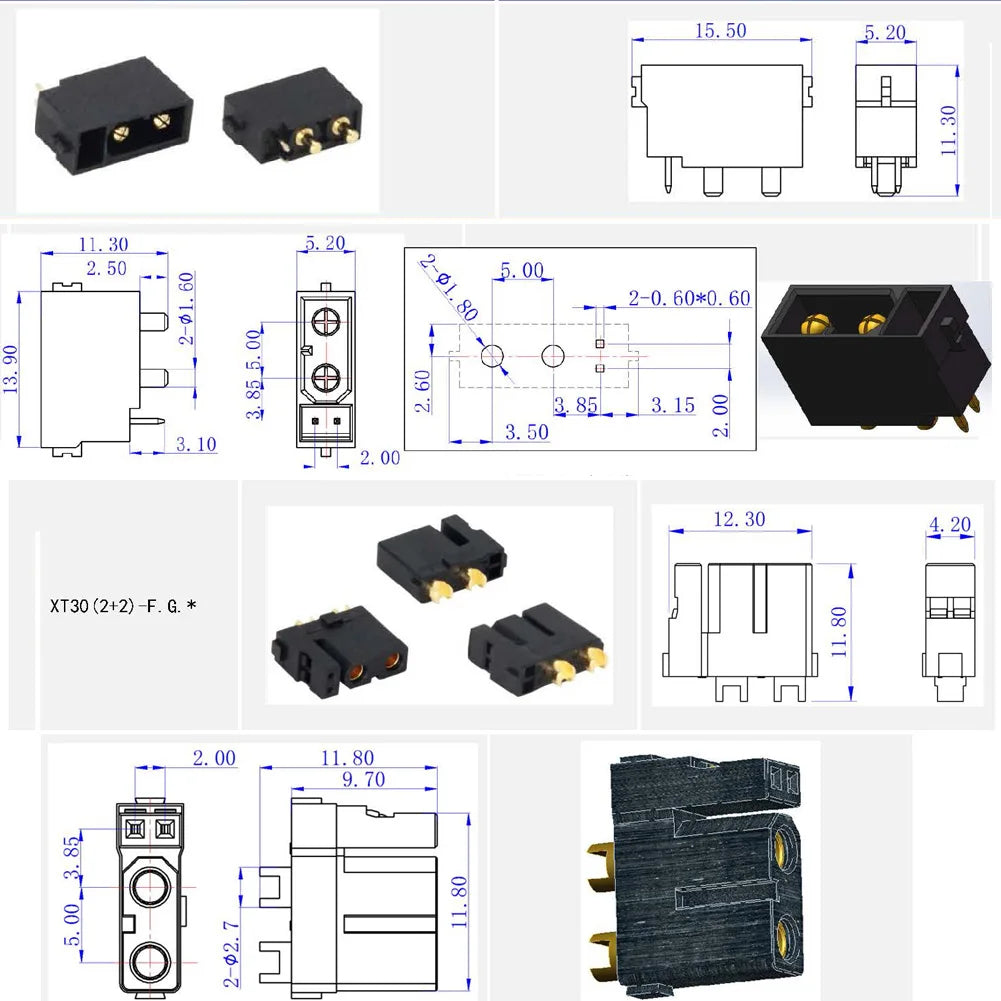 5 / 10 / 20 Pairs Amass XT30(2+2) XT30PW(2+2) Male Female Gold Plated Plug with Signal Pin for RC Drone Aircraft Car Boat
