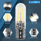 2pcs T10 LED W5W Cob Glass Car Light Bulb 194 168 LED Automobiles Interior Light Dome Reading Lamp License Plate Clearance Light