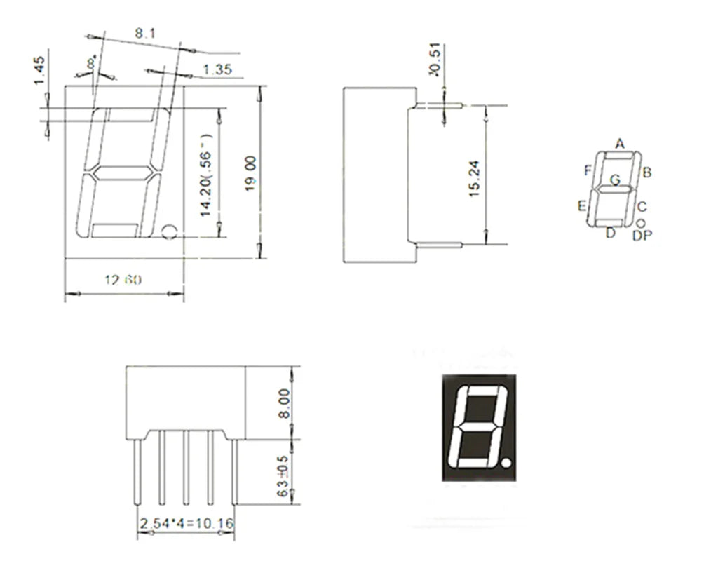 0.56inch LED display 7 Segment 1 Bit/2 Bit/3 Bit/4 Bit Digit Tube Red Common Cathode / Anode Digital 0.56 inch led 7segment