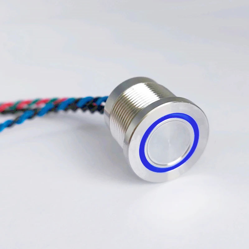 16MM 19MM 22MM IP68 316L stainless steel or  Black aluminum Waterproof RGB 3 color piezo push button switch PS223P10YSS1RGB24T