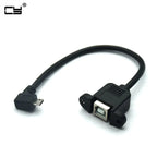 New USB 2.0 B female socket scanner printer panel mounted to USB Mini Micro B 5-pin 90 degree male cable best quality 30cm 50cm