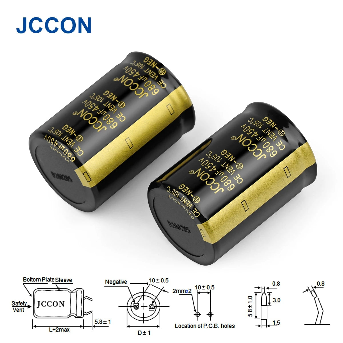 2Pcs JCCON Audio Electrolytic Capacitor 25V 35V 63V 100V 200V 250V 400V 450V 6800UF 10000UF 22000UF For Hifi Amplifier Low ESR