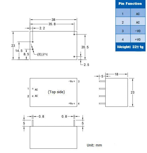Hi-Link 5W 3.3V/5V/9V/12V/15V/24V AC DC PCB Circuit Board Source Power Supply HLK-5M05BL HLK-5M12BL