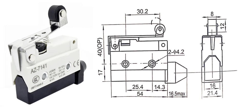 10A 250VAC AZ-7312 AZ-7311 AZ-7121 AZ-7310 TZ-7141 Waterproof Micro Switch Travel Limit Switch Straight 90degree Roller Lever