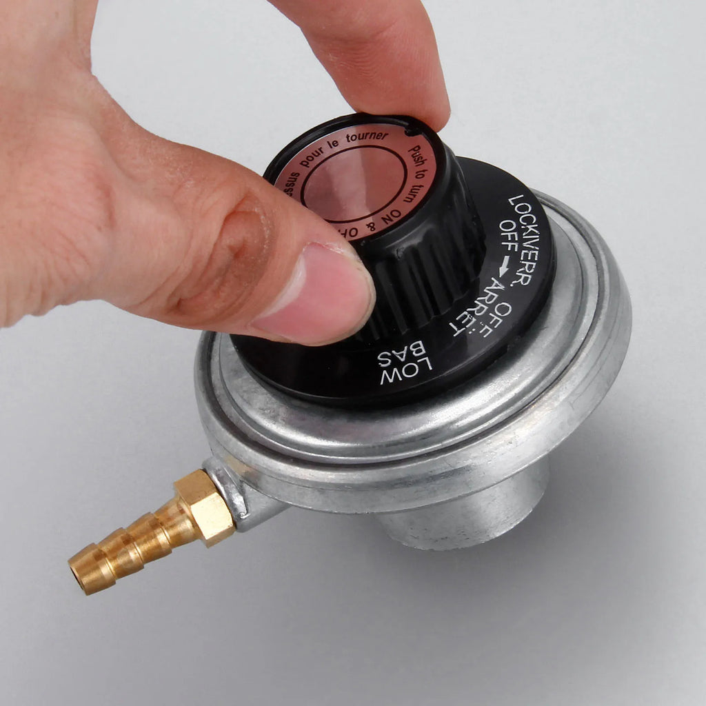 1pc Propane Tank Low Pressure Gas Regulator with Outlet 1/4in Barb Hose Connection Inlet 1-20in UNEF for One Pound Propane Tank