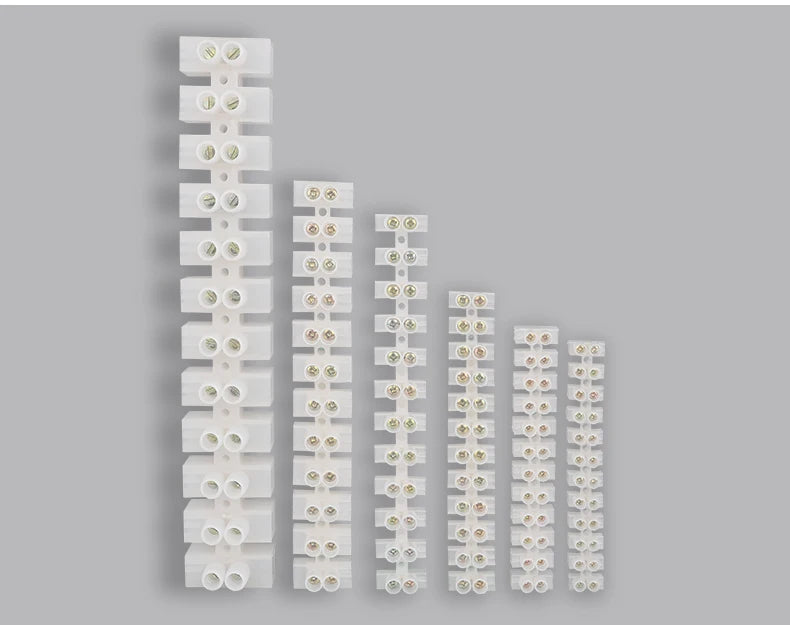 12 Position Barrier Screw X3-1012 Nylon Plastic Terminal Block 20A Transparent White Copper 380V Wire Connector Dual Row