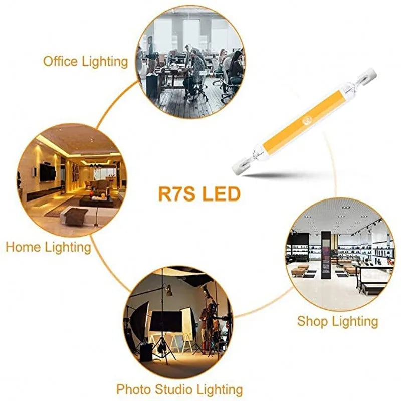 R7S LED Glass Tube 78MM 15W 20W COB Bulb 118MM 30W 40W R7S Corn Lamp J78 J118 AC220V 110V Replace Halogen Light 50W Lampadas