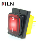 FILN KCD4 T85 220V 30A heavy duty red blue green IP68 waterproof led toggle switch 4pins on off marine freeze rocker switch