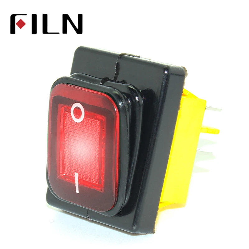 FILN KCD4 T85 220V 30A heavy duty red blue green IP68 waterproof led toggle switch 4pins on off marine freeze rocker switch