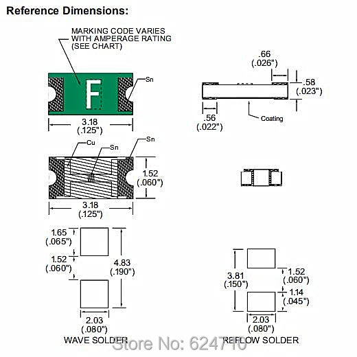 100PCS LF Surface Mount Fuse 0466.500 SMD Very Fast Acting 1206 63V 0.25A 0.375A 0.5A 0.75A 1A 1.25A 1.5A 2A 2.5A 3A 3.5A 4A 5A