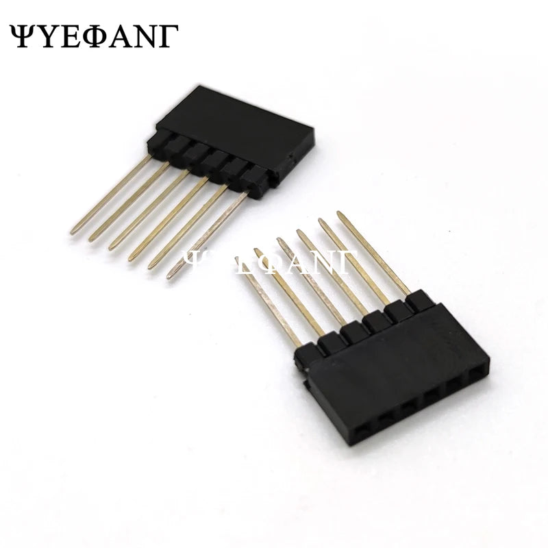 5pcs 2.54mm PC104 Female Header 1X6P/8P/10P/40P Straight Pin Length 12mm Single Row Gold-plated