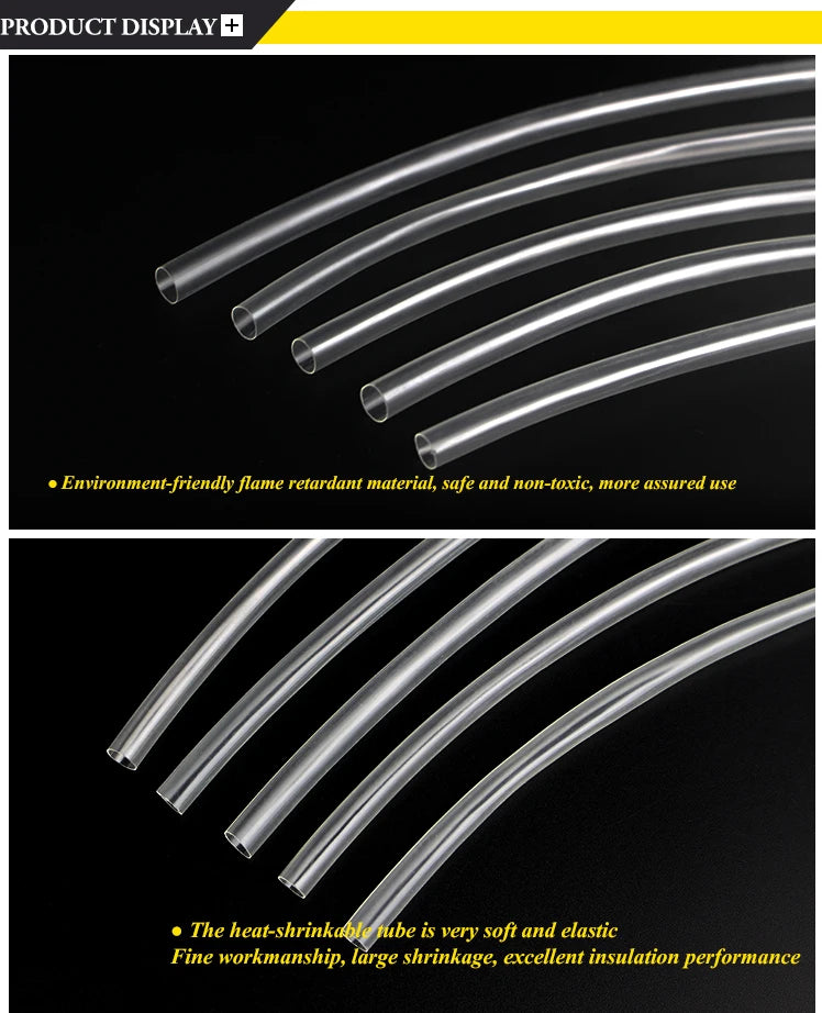 Transparent Clear Heat Shrink Tube for USB Protector Wrap Wire Kits 2:1 DIY Connector Shrinkable Tubing Sleeving Wrap Wire Kits