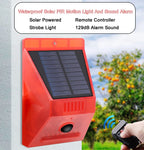 New Solar Infrared Motion Sensor Detector Waterproof 129dB Loud Remote Control Siren Security Alarm System For Home Yard Outdoor