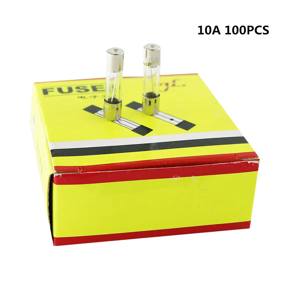 100Pcs/Set 5x20mm Quick Blow Glass Tube Fuse Assorted Kits,Fast-blow Glass Fuses 0.2A 0.5A 1A 2A 3A 5A 8A 10A 15A 20A
