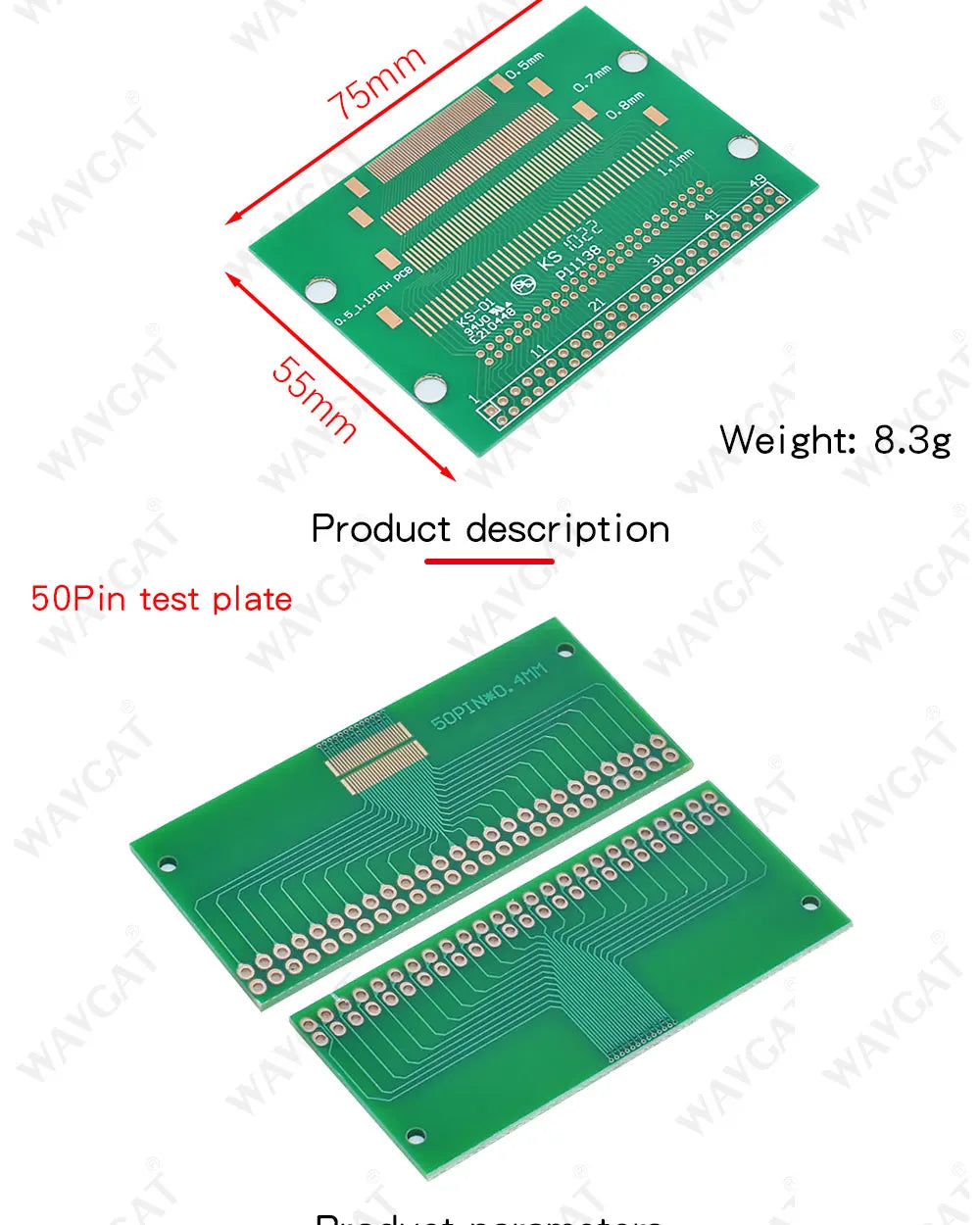 46Pin 50Pin 60Pin 2.0 0.4mm 0.5-1.0mm Pin Pitch TFT LCD SMD To DIP Adapter Board 2.54 pin space Pinboard Test Module FPC PCB