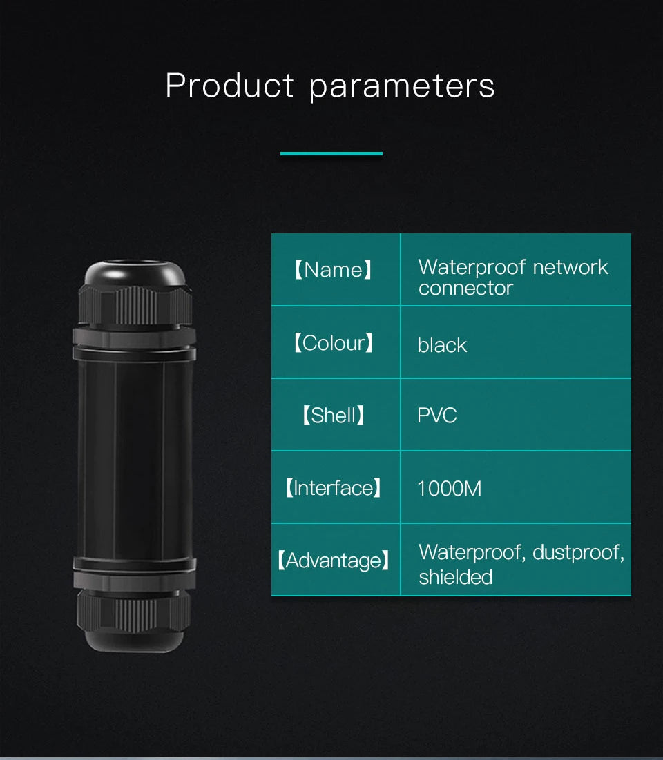 RJ45 Waterproof Connector IP67 Ethernet Network Cable Connector Double Head Adapter Coupler Extension for Cat5 6 7 8P8C