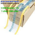 100pcs 1/4W 1R~22M 1% Metal film resistor 100R 220R 1K 1.5K 2.2K 4.7K 10K 22K 47K 100K 100 220 1K5 2K2 4K7 ohm resistance