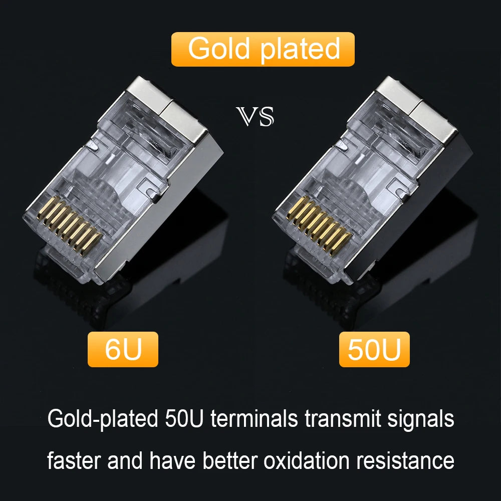Xintylink RJ45 CAT6 Connector SFTP FTP STP Ethernet Cable Plug CAT5E CAT5 RG RJ 45 Network CAT 6 Metal Shielded Jack LAN 50U/6U