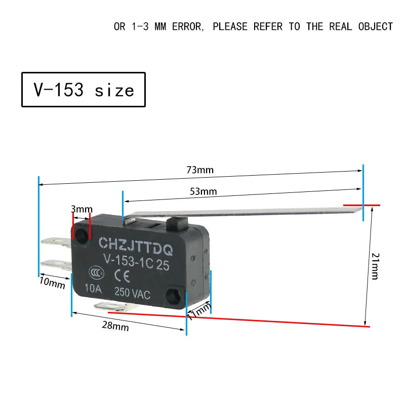 5PCS Momentary Micro Limit Switch CHZJTTDQ V-15.V-151.V-152.V-153.V-154.V-155.V-156   Travel switch limit switch silver contact