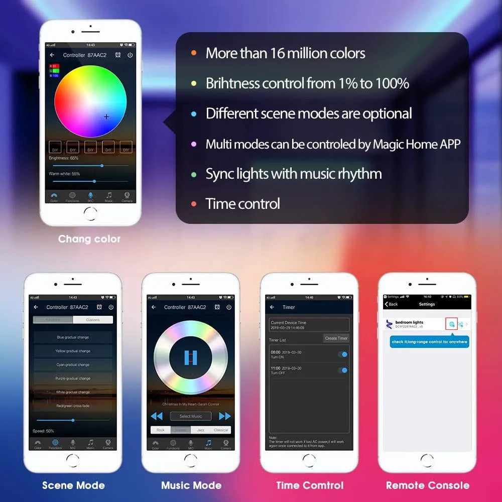 12V 24V LED Strip WIFI RGB RGBW Controller Android IOS APP Bluetooth-compatible Magic Home IR Control For RGB RGBW LED Strip