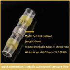 25/50PCS Heat Shrinkable Wire Connectors SST Waterproof Sleeve AWG26-10 Butt Electrical Splice Tinned Solder Seal Terminal