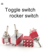 5PCS 6mm Miniature Toggle Switch MTS 102/103/202/203/302/304/402/403 ON-OFF-ON 5A125V 2A250V 3/6/9/12 Pin Mounting Equipment