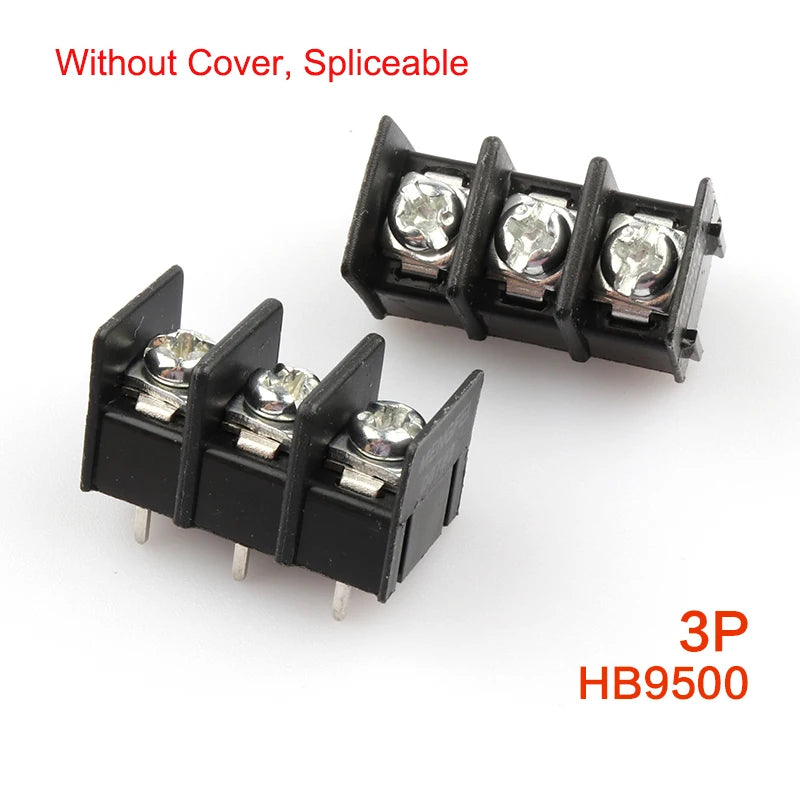10Pcs HB-9500 2P/3P/4P 300V30A 22-12AWG 9.5mm Splice-able Screw PCB Mount Barrier Wire Terminal Block Connector without Cover