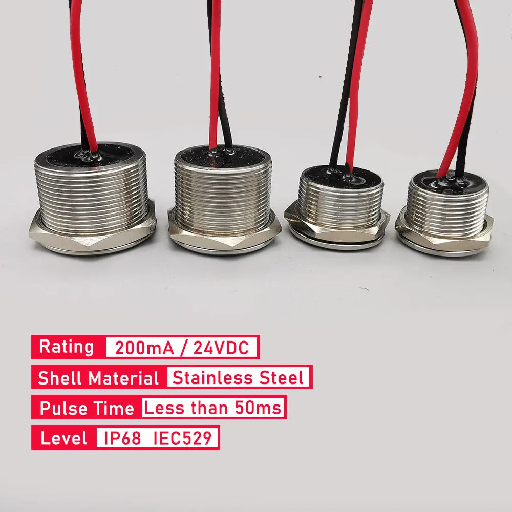 Stainless Steel Waterproof Piezo Touch Switches 16mm 19mm 22mm 25mm Normal Open Capacitive Momentary Push Button