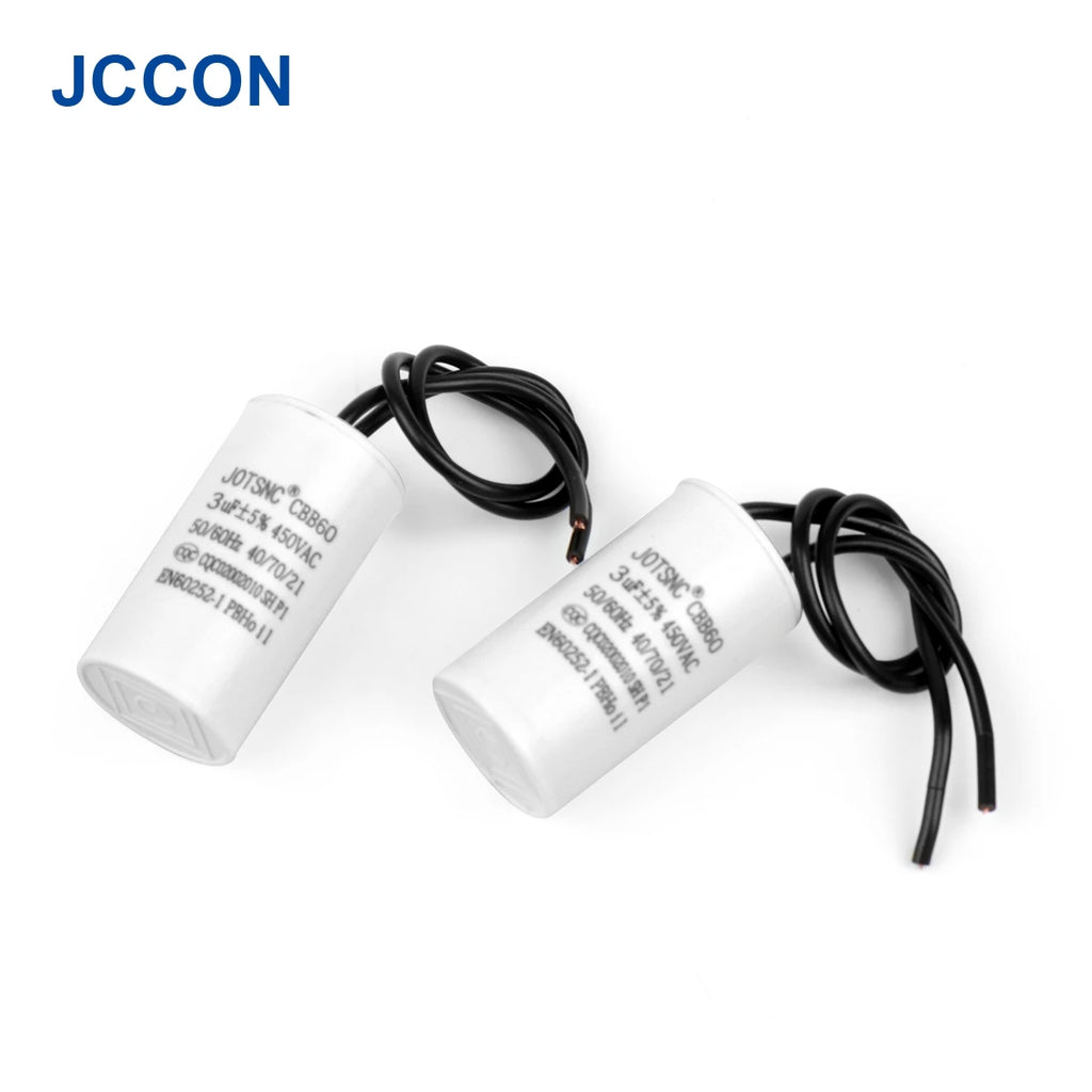 2Pcs CBB60 Motor Running Capacitor 450V Series AC Water Pump Startup Capacitors Start Motor Run 450VAC 3uF-80uF