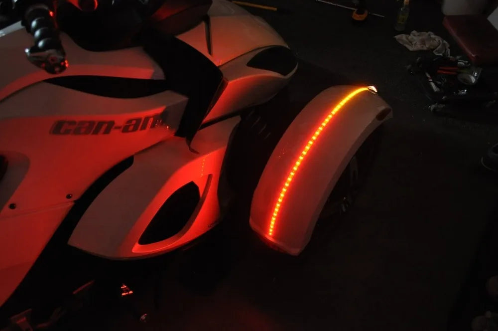 2x Dual Color LED flex Fender Channel Strip Red White Can Am Spyder f3s ryker dual color 3528 Orange LED strip Light