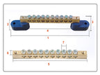1Pcs Brass Wiring Terminal Row Zero Strip Flame Retardant Distribution Box Connection Terminal Adjustable Mounting Holes 4-16Pin