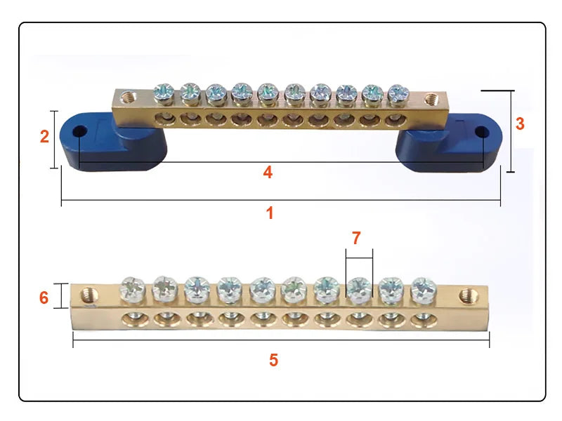 1Pcs Brass Wiring Terminal Row Zero Strip Flame Retardant Distribution Box Connection Terminal Adjustable Mounting Holes 4-16Pin