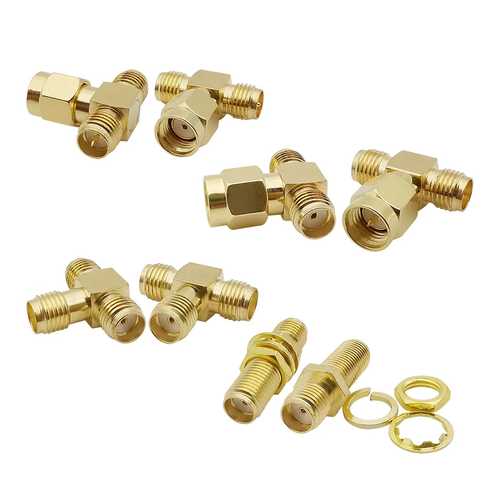 18Pcs/Box SMA Connector Kit Gold-plated Brass SMA & RP-SMA Male Female Straight Right Angle RF Coaxial Adapter Coaxial Adapter