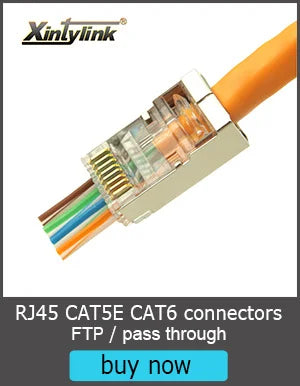 Xintylink Ethernet Cable Connector RJ45 Plug Male LAN Network Cat5e 8P8C Jack RG RJ 45 STP Shielded RG45 Cat 5 Cat5 50pcs 100pcs