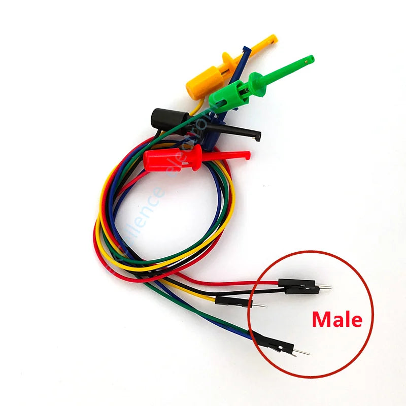 5PCS Electrical Test Hooks with Male Female Dupont Connector Wire Transistor Tester Probe Clip for Multimeter Instrumentation