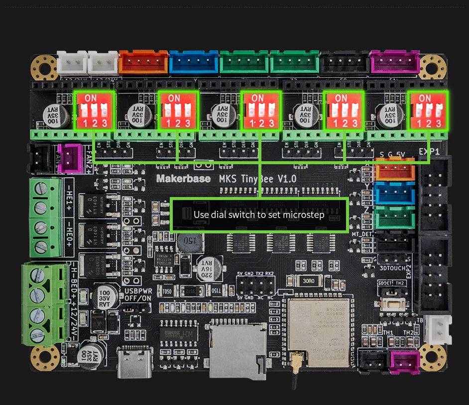 Makerbase MKS TinyBee 3D Printer Motherboard Control Board ESP32 Fit Mini12864 Wifi Control Compatible A4988 TMC2209 Driver